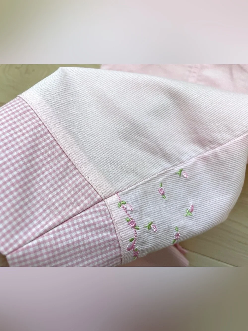 VTG Carter’s Baby Girls Easter Flower Embroidered Check Overalls in Pink 3-6M